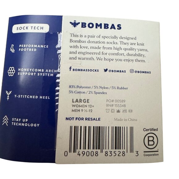 Bombas midCalf Socks size Large Mens/Womens black cushion stay up Honeycomb new - Picture 5 of 10